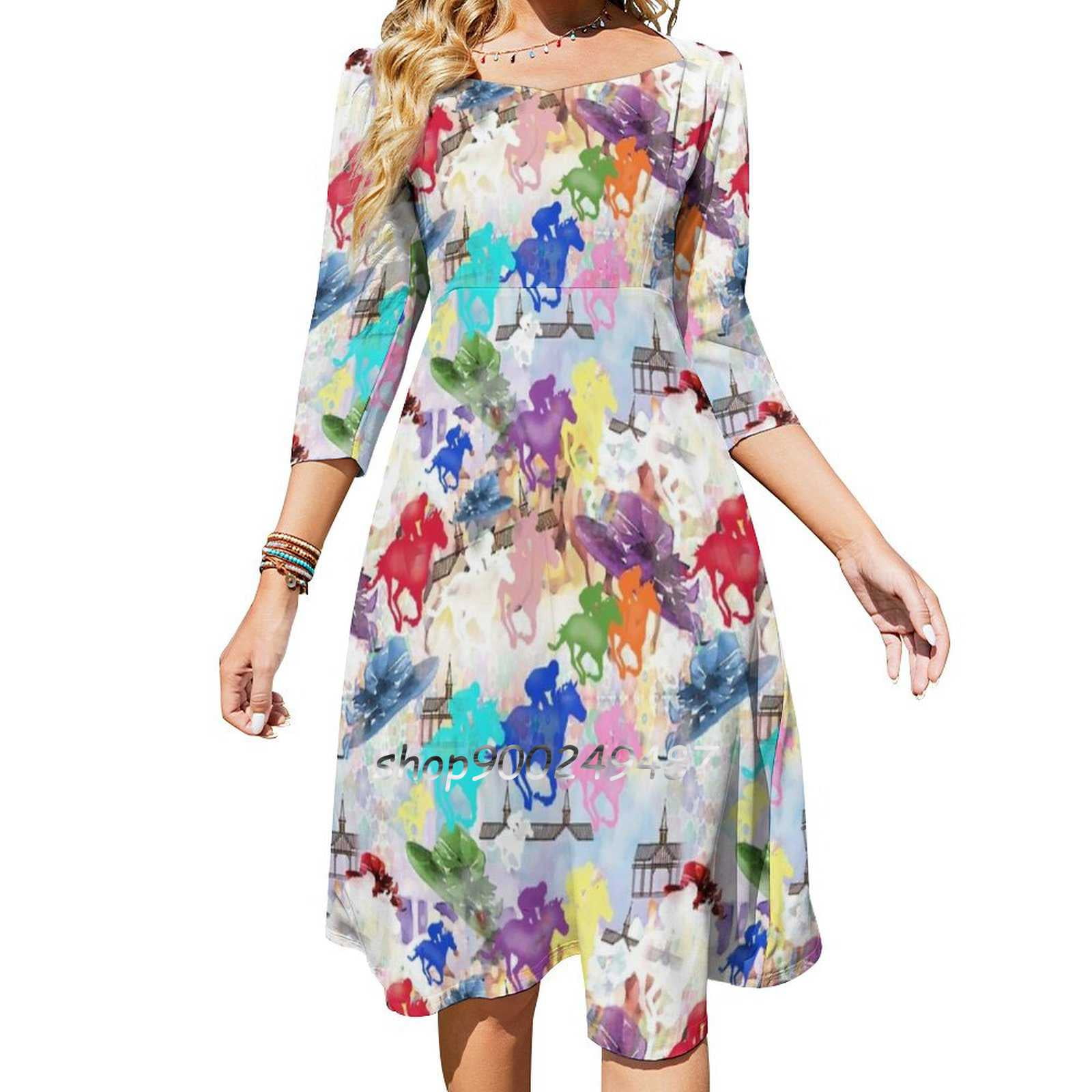 Off To Races Sweet Elegant Dress Women Korean Kawaii Square Collar ...