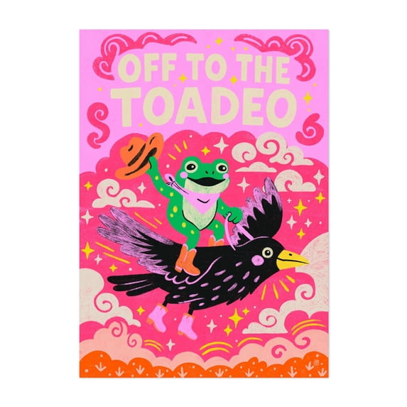 Off To The Toadeo - Drawing Whimsical Humor Illustration Animal Fantasy Pop Art Surrealism Unframed Wall Art Print 20 x 28 inches