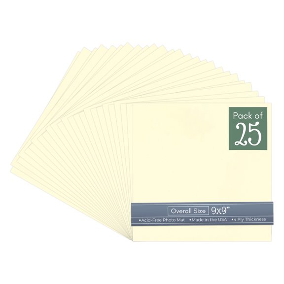 Off White 9x9 Uncut Art Mat Board - No Opening - 25 Mats