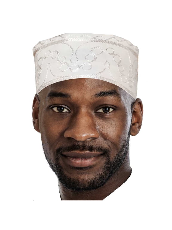 Off-White Adebo African Kufi Hat with White Embroidery