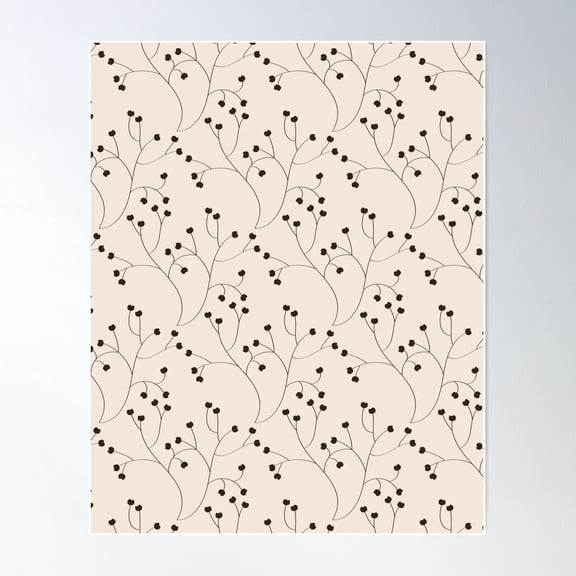 Off White And Black Seed Pods Seemless Pattern Poster Wall Art, Modern Wall Decor For Living Room Bedroom, 12x18 UNFRAMED