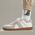thumbnail image 1 of Off-White Beige Spliced Suede Retro German Trainer Casual Sneakers, 1 of 4