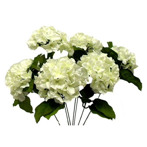 Off-White Bigleaf Hydrangea 21in Artificial Polysilk Faux Fake Flower Bush for Craft Home Garden Outdoor Bouquet Arrangement Ceremony Wedding Arch Floral Wall Aisle Decor (Cream, One each)