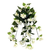 Off-White Bougainvillea 30in Artificial Polysilk Faux Fake Flower Paper-flower Hanging Bush for Craft Garden Outdoor Bouquet Arrangement Ceremony Wedding Arch Floral Wall Aisle Decor Cream, Set of 2
