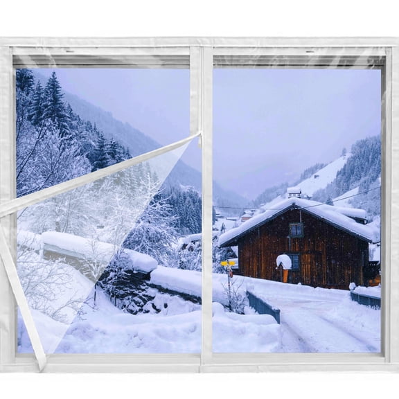 Off-White Bubble Wrap Zipper Insulating Window Screen 47.2459.06 inches, Window and Door Insulation Curtain, Winter Home Protection Supplies