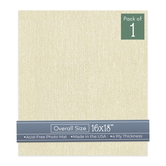 Off White Canvas 16x18 Uncut Art Mat Board - No Opening - 1 Mat