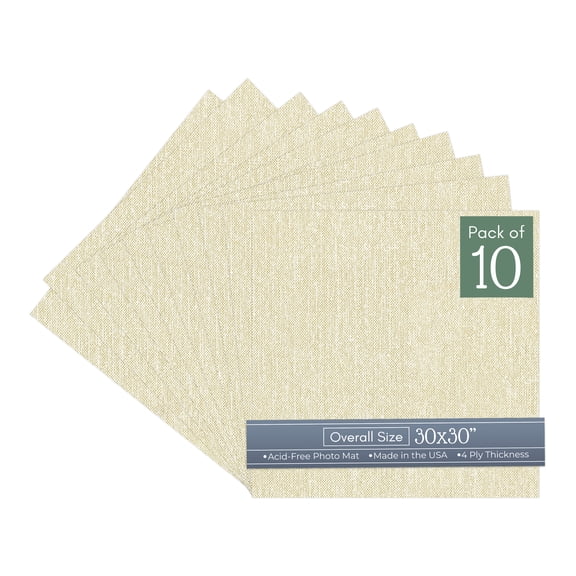 Off White Canvas 30x30 Uncut Art Mat Board - No Opening - 10 Mats