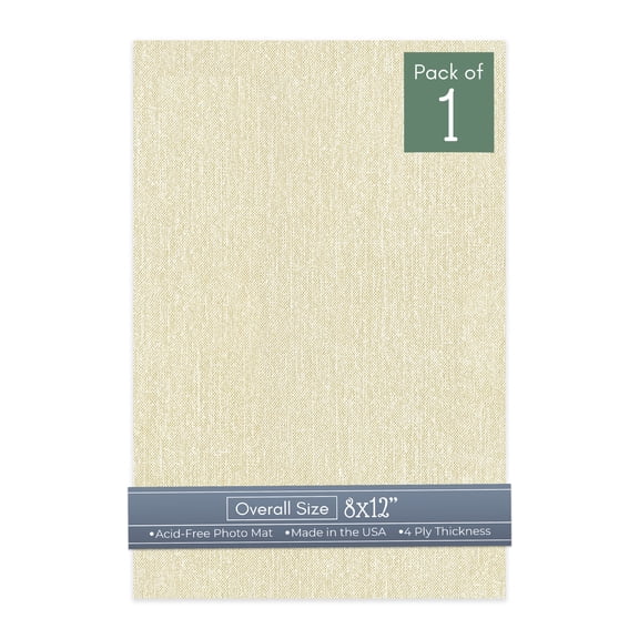 Off White Canvas 8x12 Uncut Art Mat Board - No Opening - 1 Mat