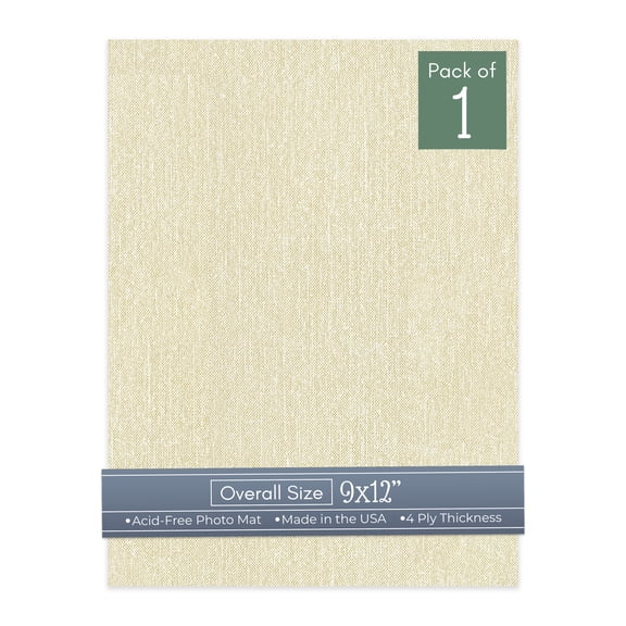 Off White Canvas 9x12 Uncut Art Mat Board - No Opening - 1 Mat