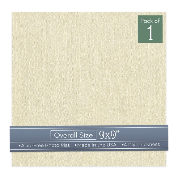 Off White Canvas 9x9 Uncut Art Mat Board - No Opening - 1 Mat