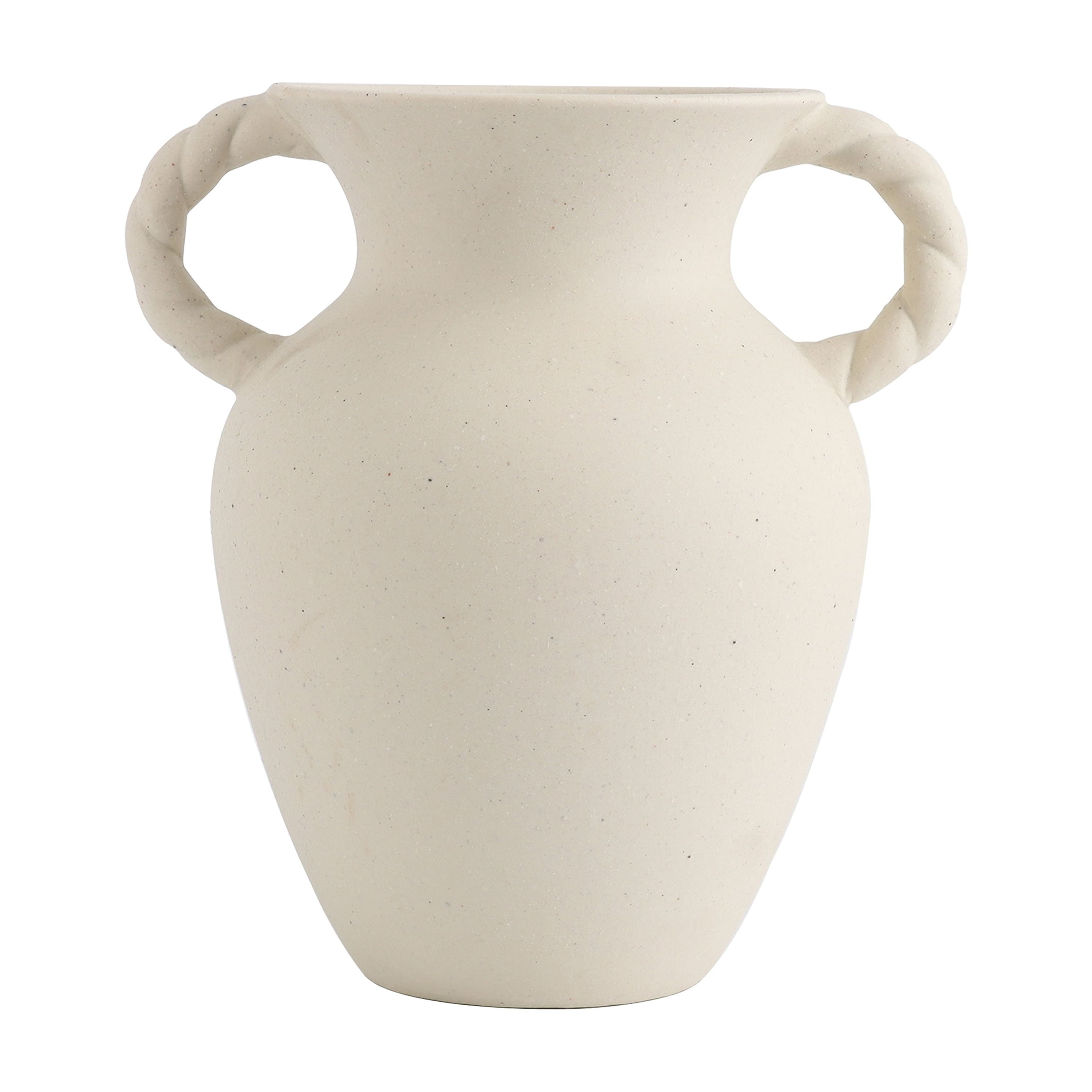Home Decor Collection Sterling & Noble Home Off-White Ceramic Tabletop Vase with Knotted Design Handle, 10.87" Tall