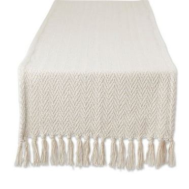 Off-White Chevron Handloom Table Runner 15x72