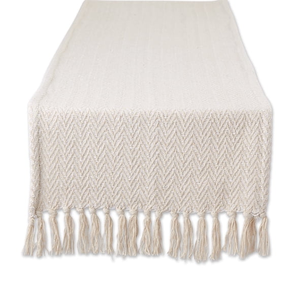 Off-White Chevron Handloom Table Runner 15x72