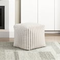 thumbnail image 1 of Off-White Corduroy Upholstered Square Pouf | Adds Style to Home Spaces | Supports 300lbs Weight, 1 of 4