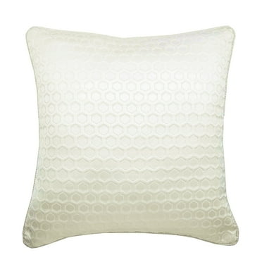 Off White Decorative Throw Pillow Cover, Accent Pillow, Jacquard Fabric Couch Pillow Case, 12x12 inch (30x30 cm) Textured Pillow Cover, White Pillow Cover Solid, Modern - White Beehive