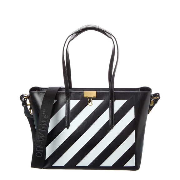 Off-White Diagonal Leather Tote, Black