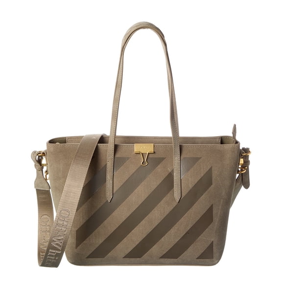 Off-White Diagonal Suede Tote, Grey