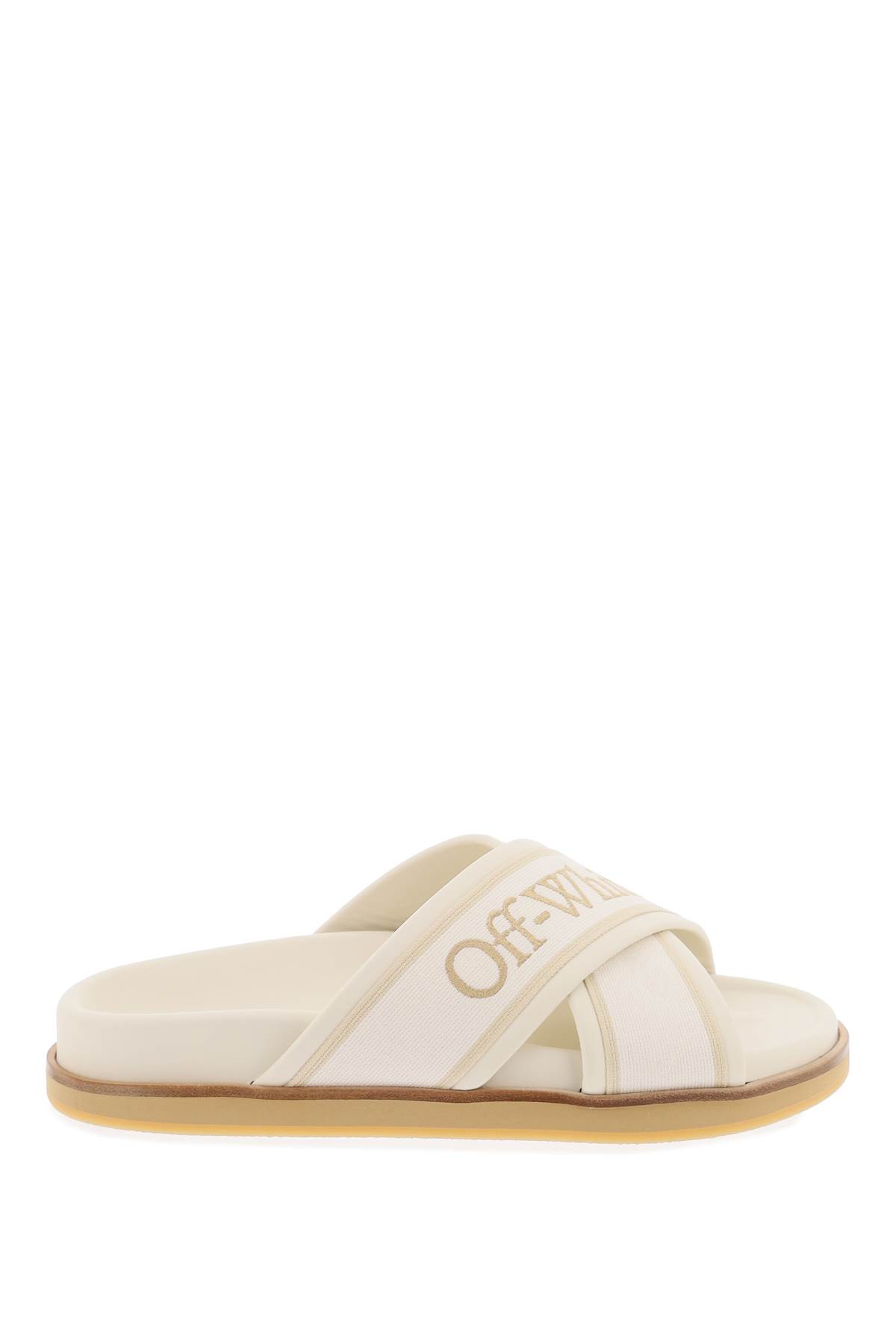 Off-White Embroidered Logo Slides With Women - Walmart.com