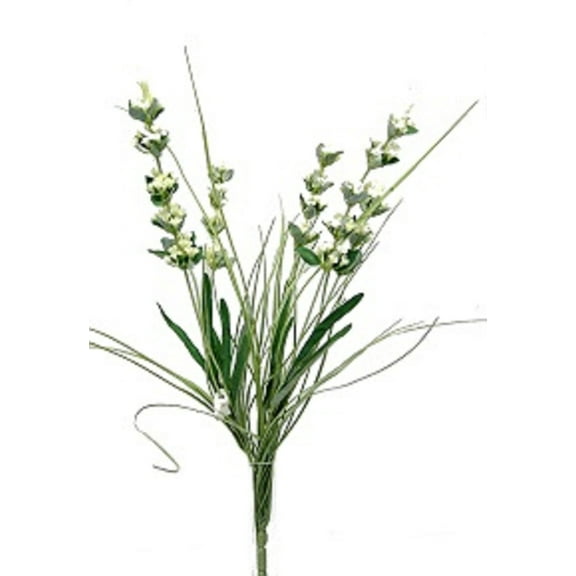 Off-White Garden Lavender 21in Artificial Polysilk Faux Fake Flower Green Bush for Craft Home Outdoor Bouquet Arrangement Ceremony Wedding Arch Floral Wall Aisle Decor (Cream, Set of 3)