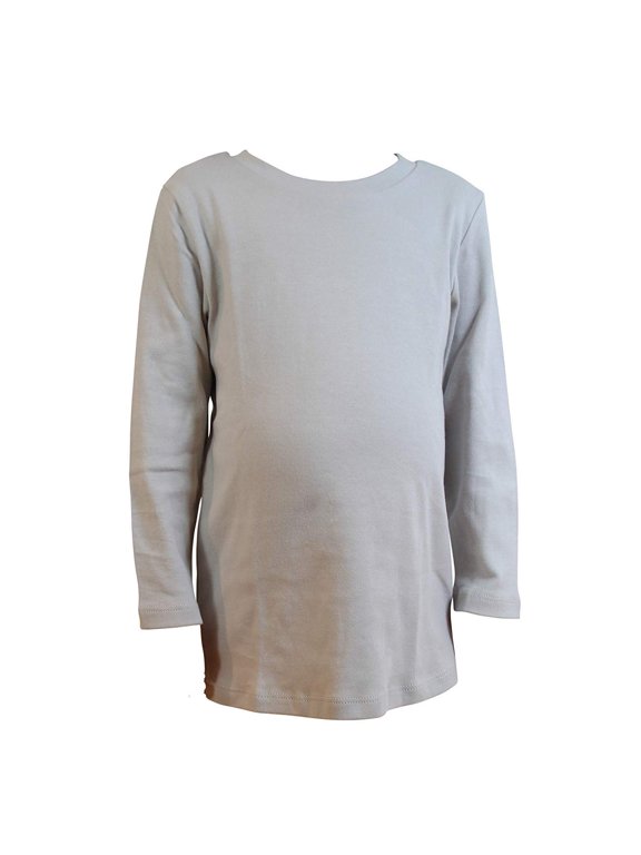 Off White Grey Kids Long Sleeve Crew Neck Shirt, 2T, 1 piece