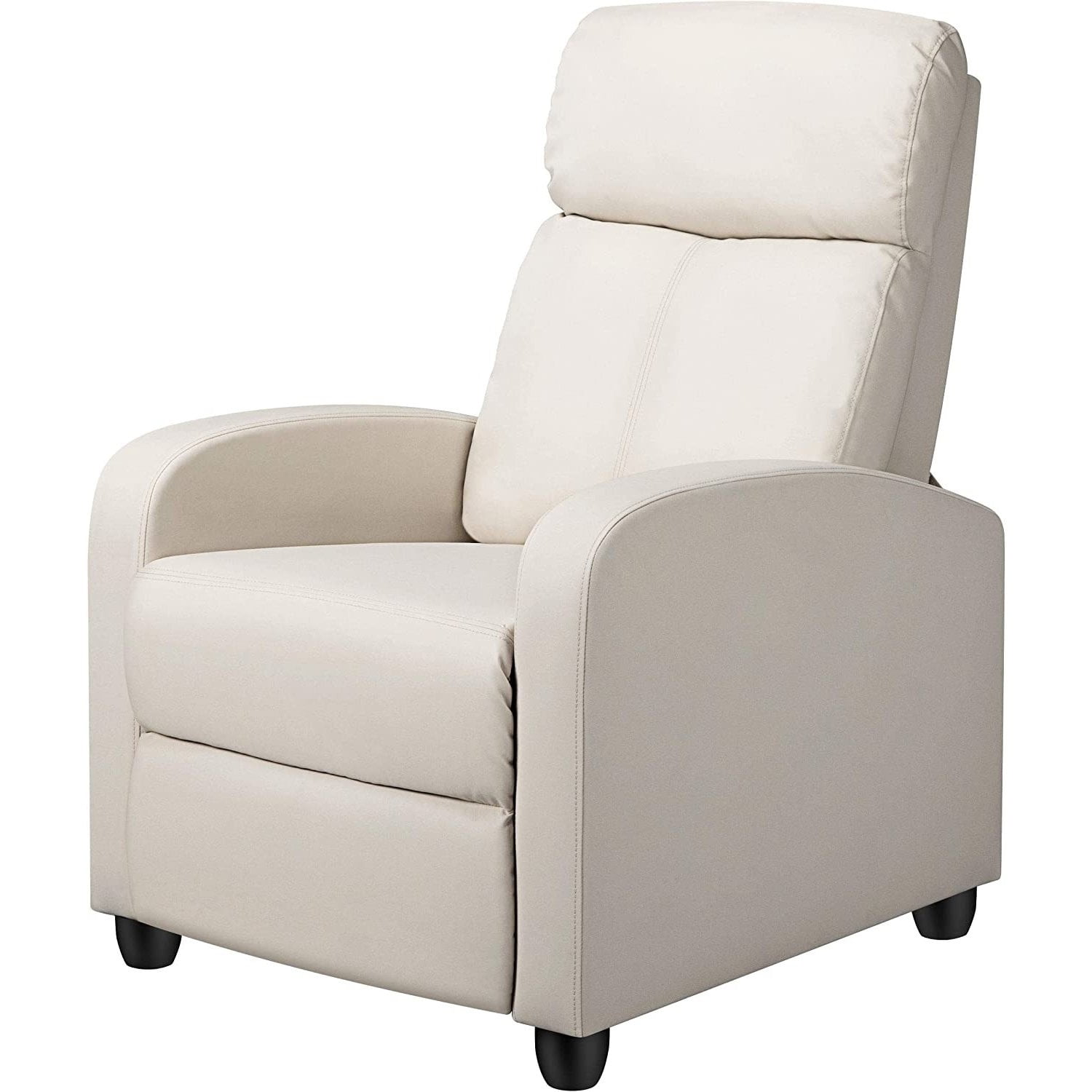 Off White High Density Faux Leather Push Back Recliner Chair