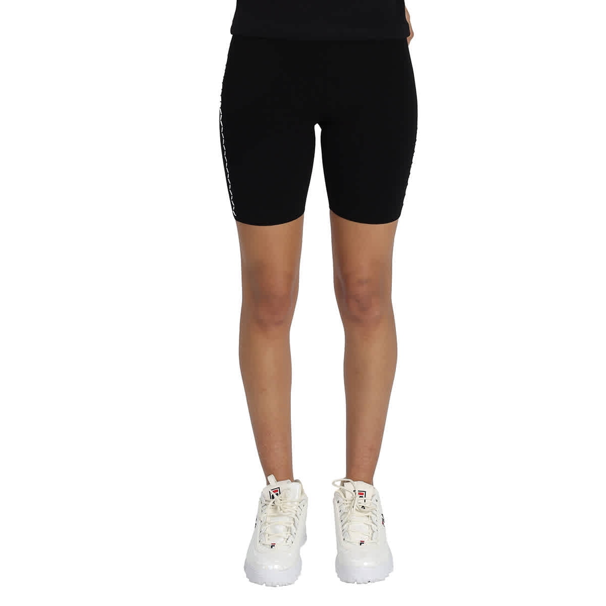 Off White Ladies Black White Rib Knit Biker Shorts Brand Size 38