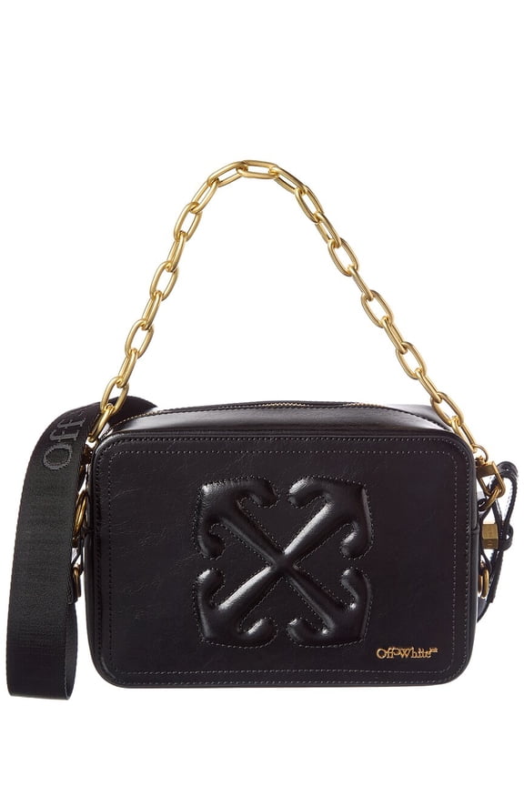 Logo Medium Leather Crossbody, Black