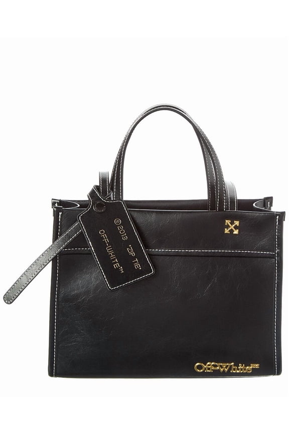 Logo Small Leather Tote, Black