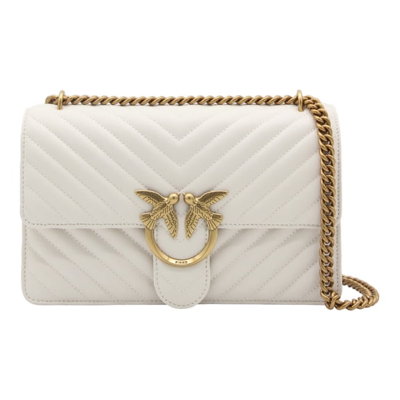 Pinko Women's Quilted White Rectangular Pinko Handbag Grey