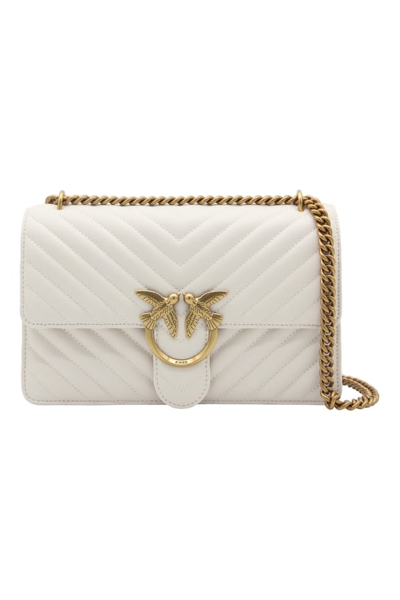 Women's Quilted White Rectangular Pinko Handbag Grey