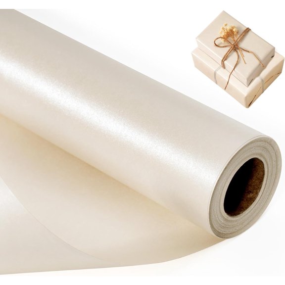 Off White Matte Wrapping Paper Roll, Reversible Gift Wrap Paper