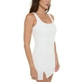 thumbnail image 1 of Off White Medium Size Women's Sleeveless Mini Cocktail Bodycon Dress, Square Neck, Sexy Slit, Club, Party, 1 of 6