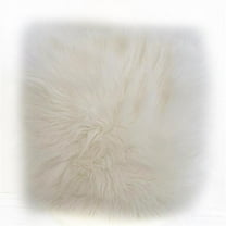 Off White Mongolian Fur Off White Animal Faux Fur Luxury Throw Pillow - 18 x 18 in.