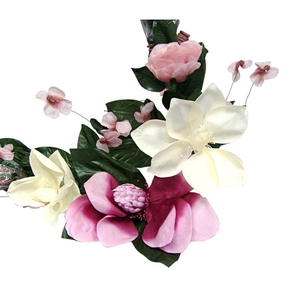 Off-White Paradise Blush Pink Magnolia Rose Dogwood 58in Fake Flower Faux Foliage Hand Wrapped Swag For Home Garden Outdoor Ceremony Wedding Arch Floral Decor (Cream Mauve, Set of 2)