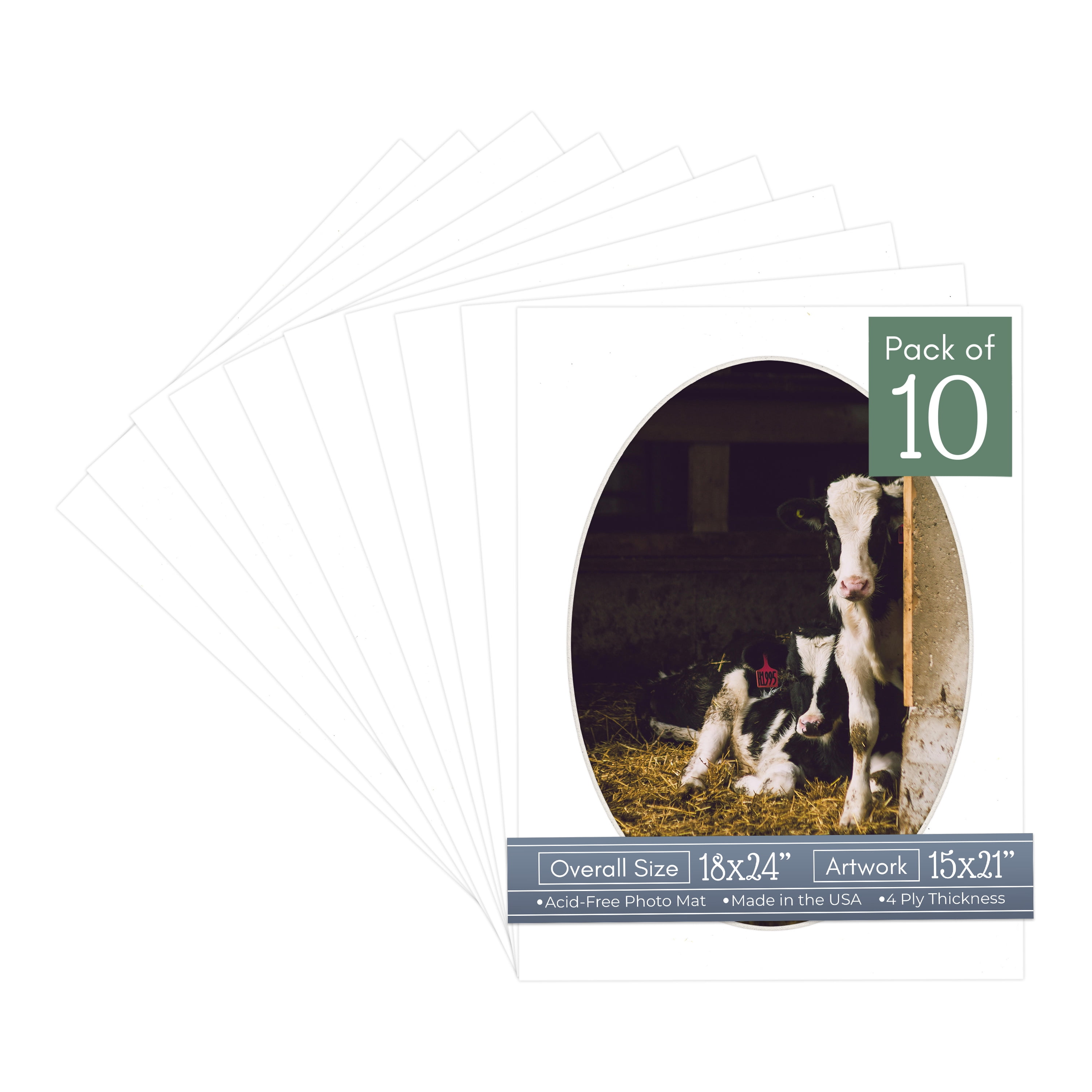 Off White Pebble Picture Frame Mat for 18x24 Frames - Oval Opening for 15x21 Photos - 10 Mats