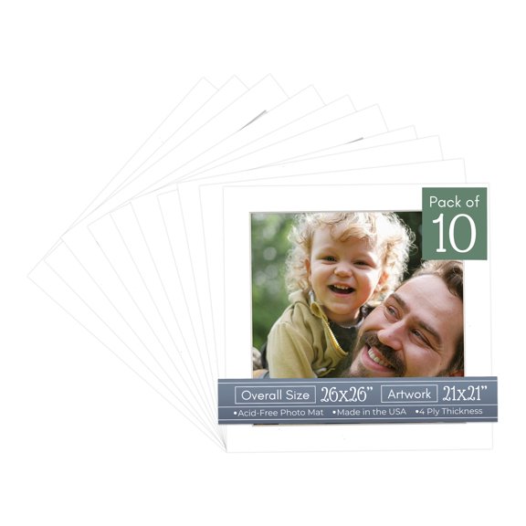Off White Pebble Picture Frame Mat for 26x26 Frames - Fits 21x21 Photos - 10 Mats