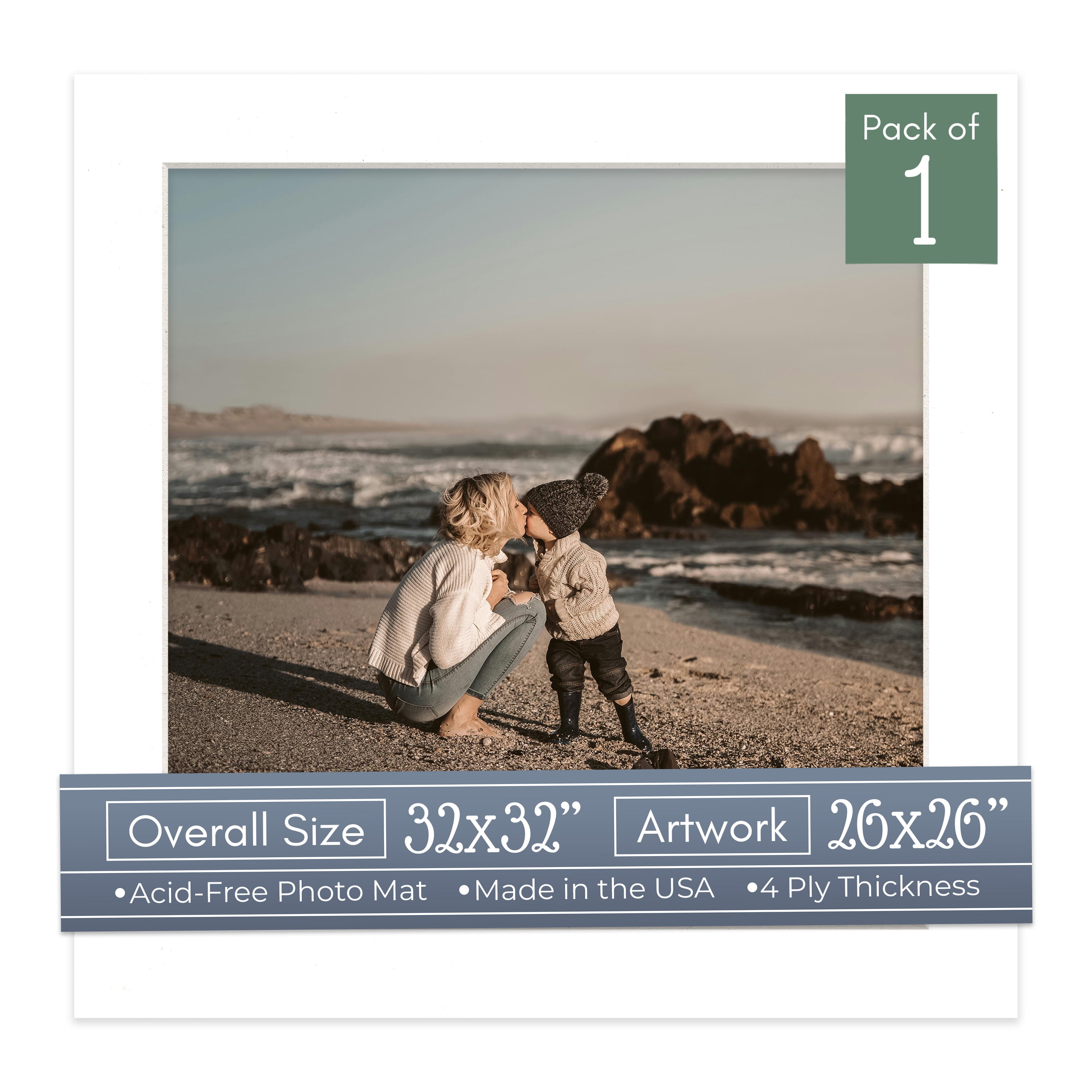 Off White Pebble Picture Frame Mat for 32x32 Frames - Fits 26x26 Photos ...