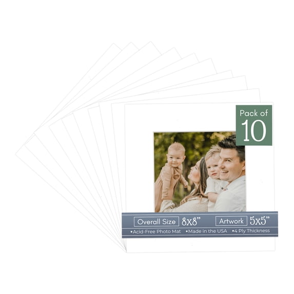 Off White Pebble Picture Frame Mat for 8x8 Frames - Fits 5x5 Photos - 10 Mats