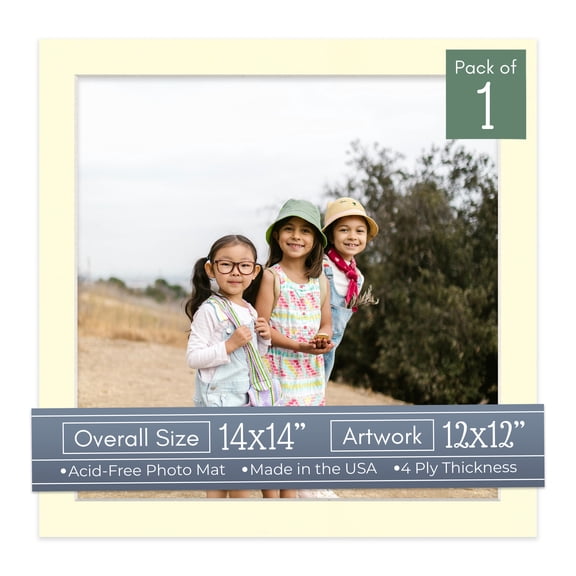 Off White Picture Frame Mat for 14x14 Frames - Fits 12x12 Photos - 1 Mat