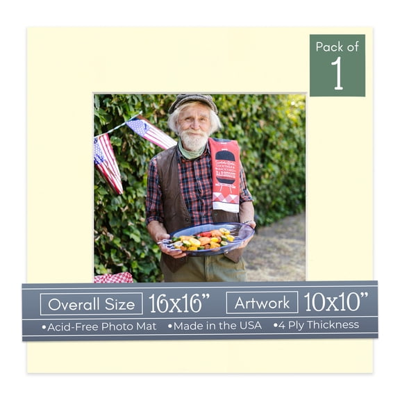 Off White Picture Frame Mat for 16x16 Frames - Fits 10x10 Photos - 1 Mat