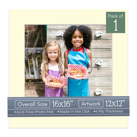 Off White Picture Frame Mat for 16x16 Frames - Fits 12x12 Photos - 1 Mat