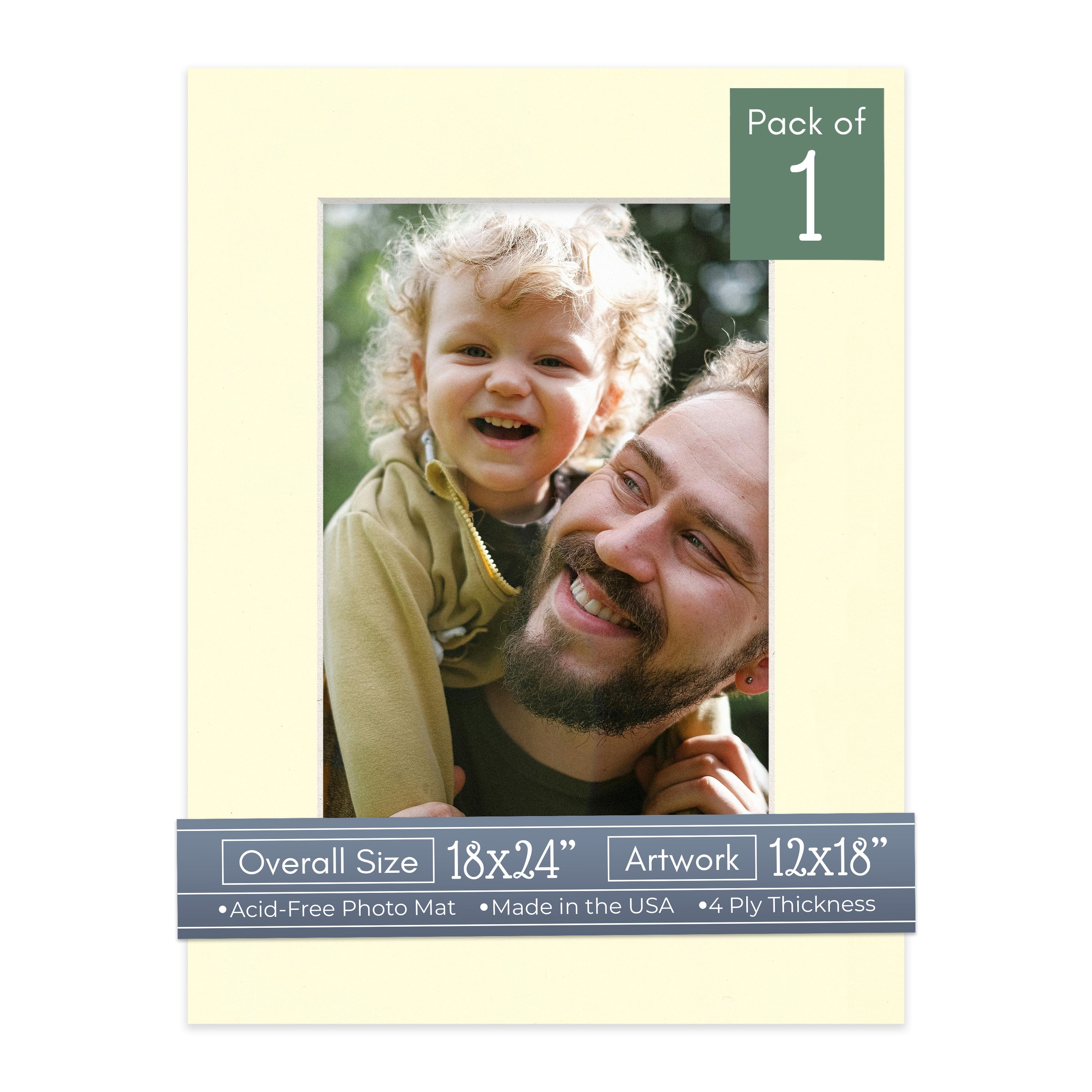 Off White Picture Frame Mat for 18x24 Frames - Fits 12x18 Photos - 1 Mat
