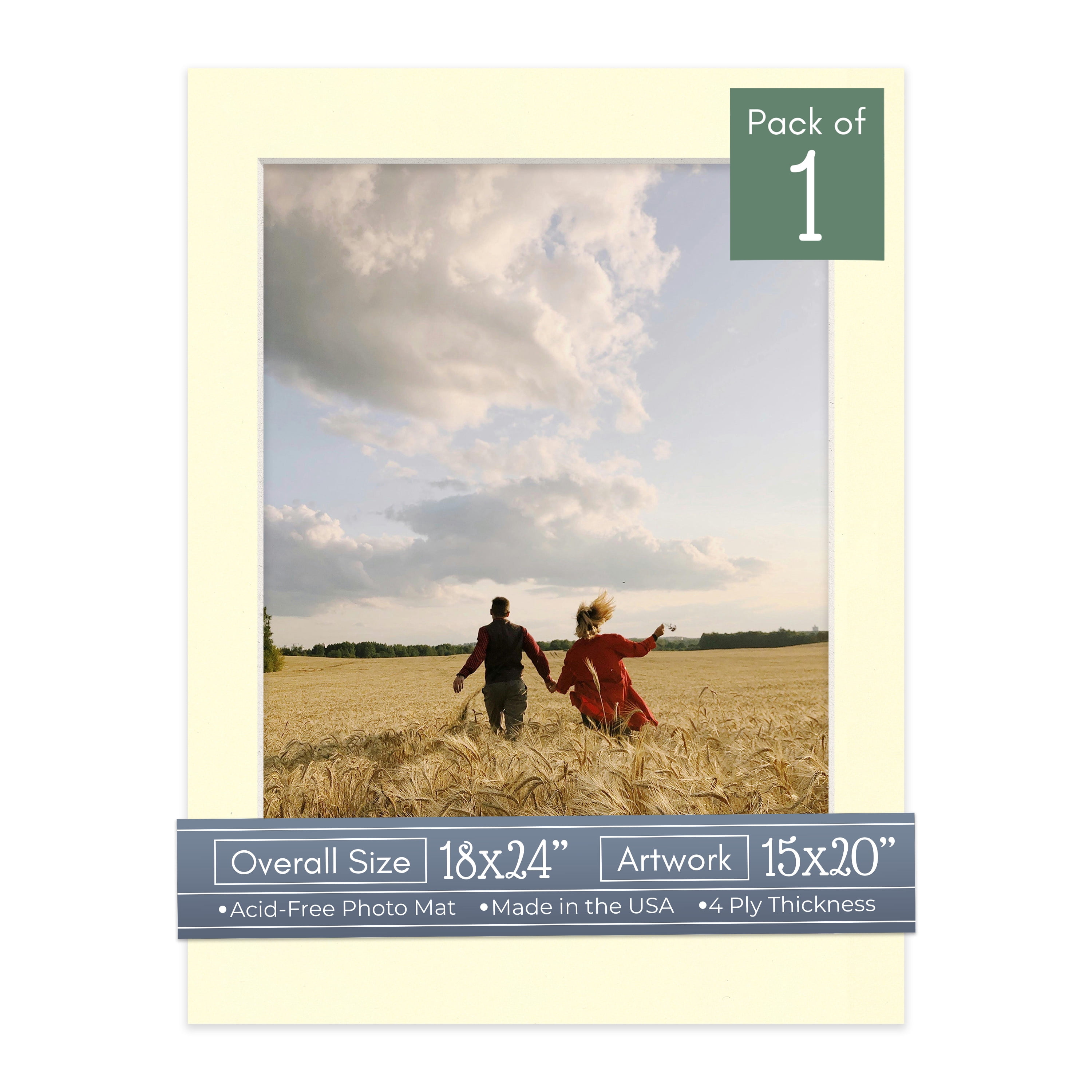 Off White Picture Frame Mat for 18x24 Frames - Fits 15x20 Photos - 1 Mat