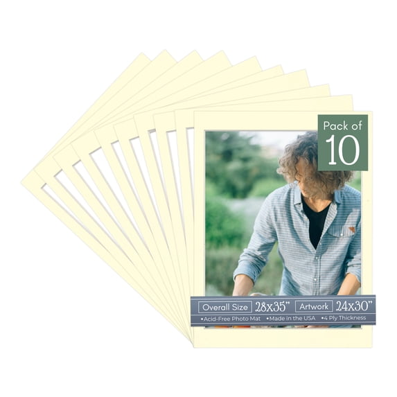 Off White Picture Frame Mat for 28x35 Frames - Fits 24x30 Photos - 10 Mats