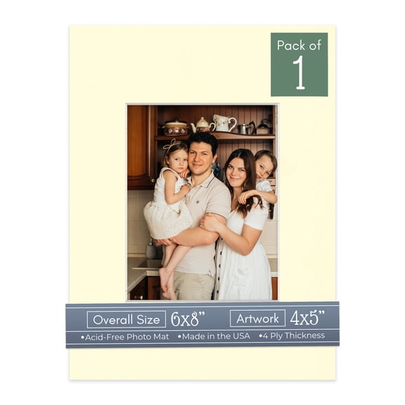 Off White Picture Frame Mat for 6x8 Frames - Fits 4x5 Photos - 1 Mat