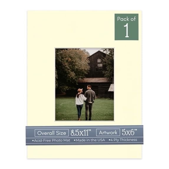 Off White Picture Frame Mat for 8.5x11 Frames - Fits 5x6 Photos - 1 Mat