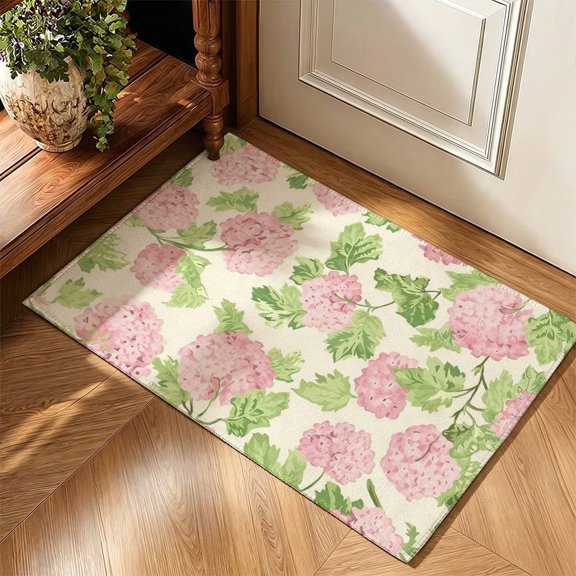 Off White Pink Peony Floral Cottage Area Rug, 47 x 31 in Non-Slip Indoor Decorative Floor Rug