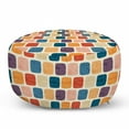 thumbnail image 1 of Off White Pouf Cover with Zipper, Colorful and Round Squares Architectural Like Brick Wall Looking Design, Soft Decorative Fabric Unstuffed Case, 30" W X 17.3" L, Cream and Multicolor, by Ambesonne, 1 of 5