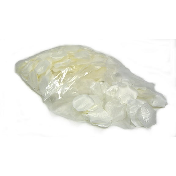 Off-White Rose Petals Polysilk Faux Fake Flower 400 Opaque & 100 Sheer 2.25in Petals per Bag for Craft Table Engagement Ceremony Wedding Aisle Floral Romantic Decor (Cream, Set of 2 Bags)