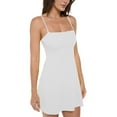 thumbnail image 1 of Women's Off White Sleeveless Midi Cocktail Dress, Spaghetti Strap Sundress, Flared Style, Small Size, 1 of 6